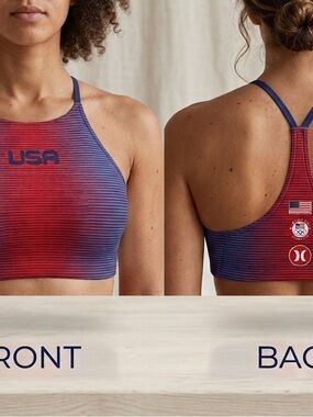 🇺🇸🏊 Hurley USA Olympic Team Striped Swim Top XL NWT 8887-20 🏊🇺🇸